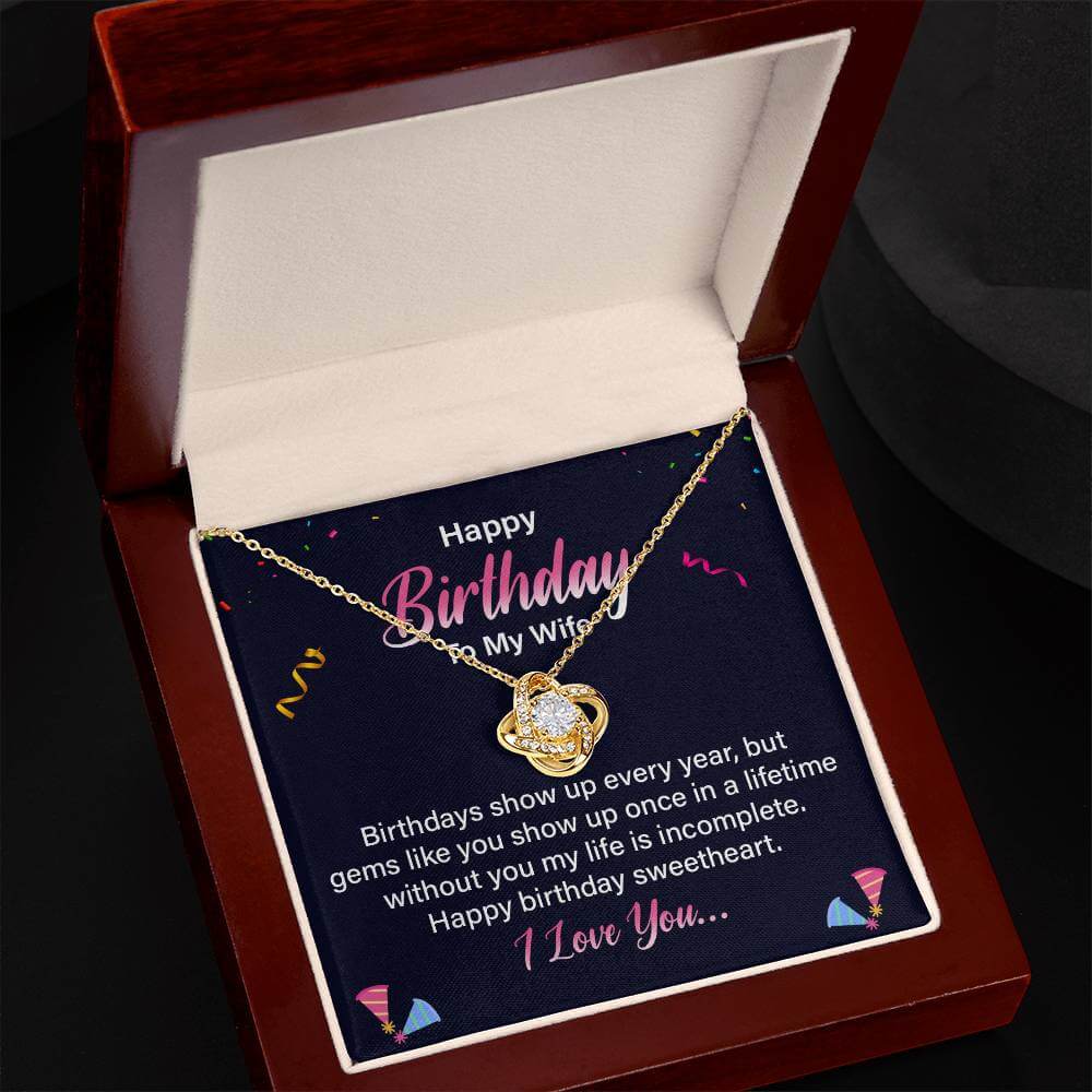 Happy Birthday - To My Wife - Love Knot Necklace