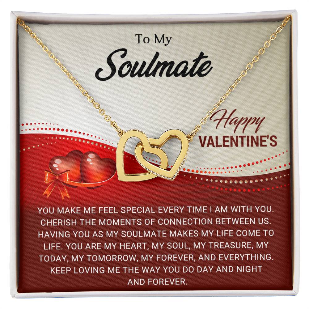 To My Soulmate - Valentine's Day Gift - Interlocking Hearts Necklace