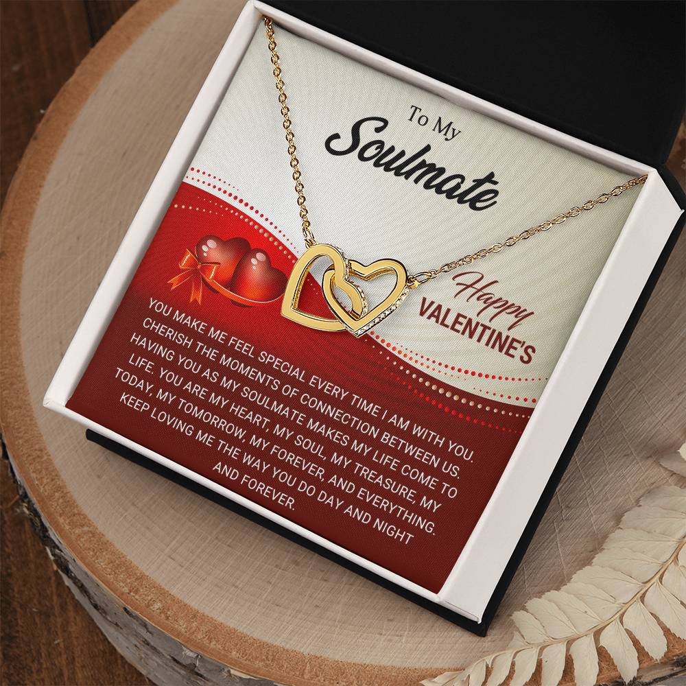 To My Soulmate - Valentine's Day Gift - Interlocking Hearts Necklace