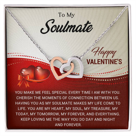 To My Soulmate - Valentine's Day Gift - Interlocking Hearts Necklace