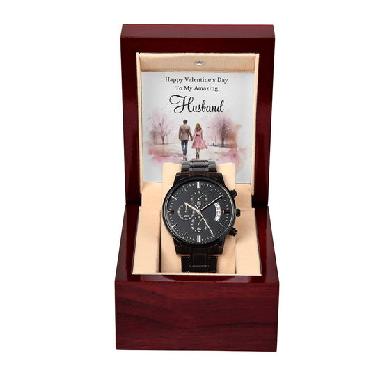 To My Husband - Valentine's Day Gift - Black Chronograph Watch