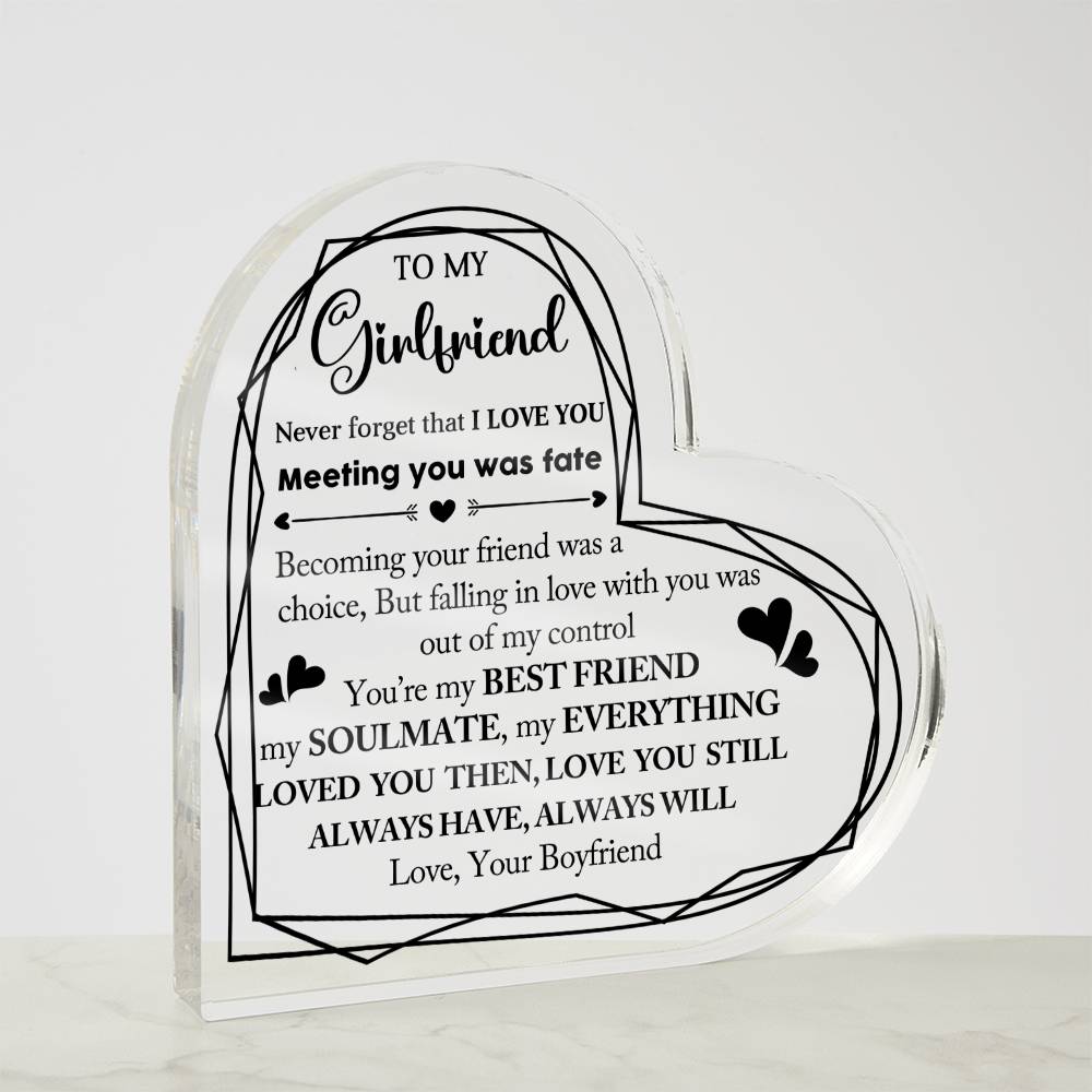 To My Girlfriend - Valentine's Day Gift - Acrylic Heart Plaque