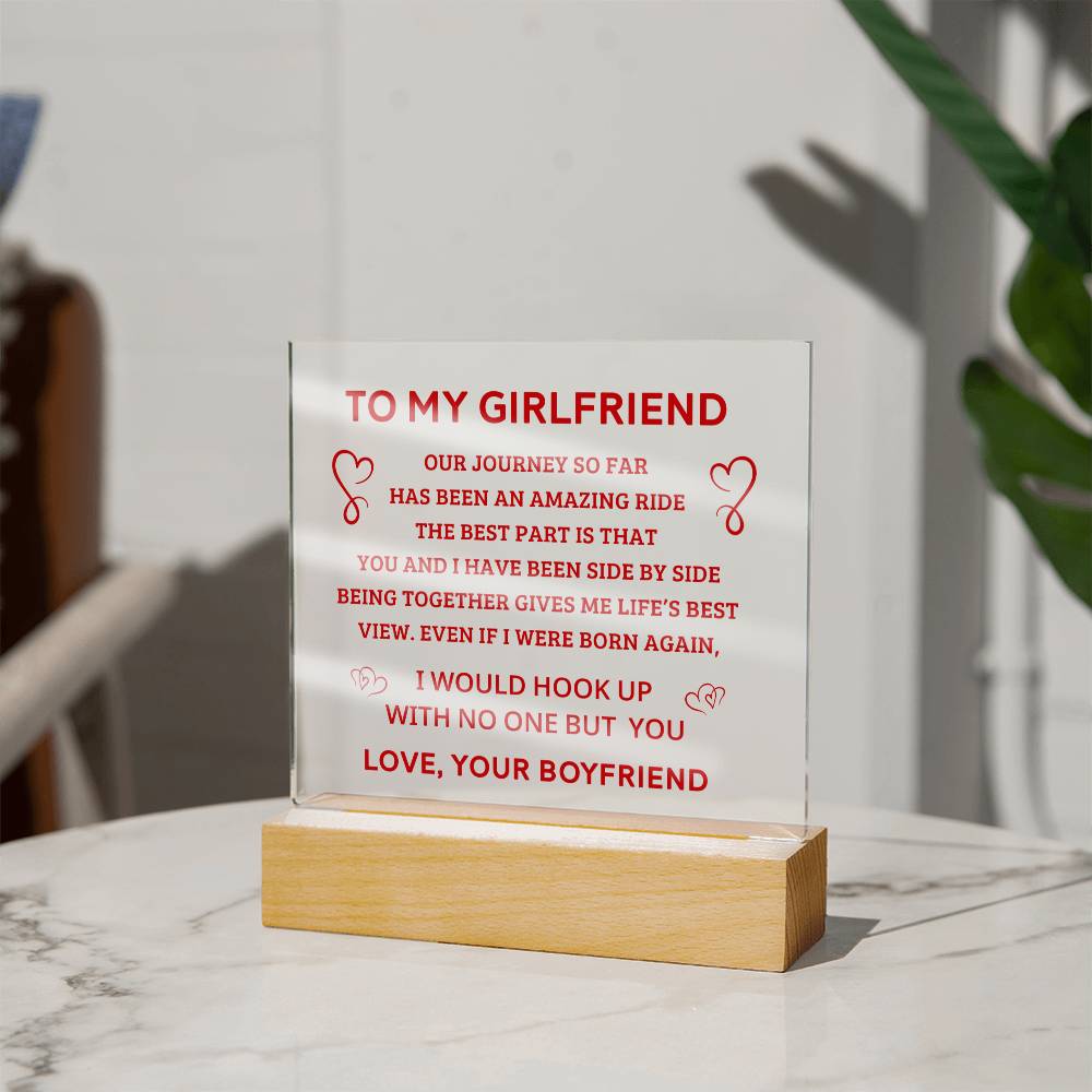 To My Girlfriend - Valentine's Day Gift - Acrylic Square Plaque