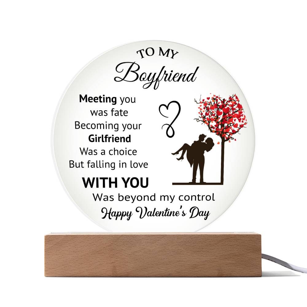 To My Boyfriend - Valentine's Day Gift - Acrylic Circle Plaque