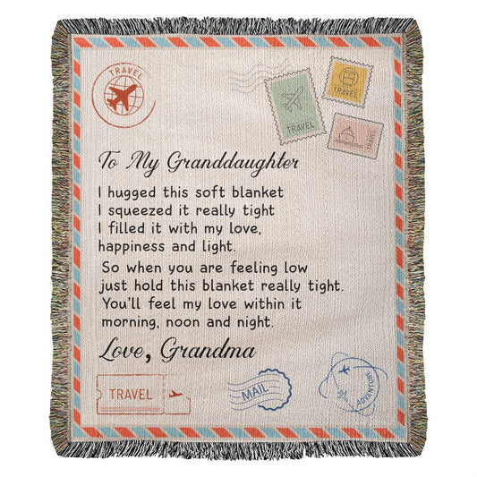 To My Granddaughter - Air Mail Blanket From Grandma - Heirloom Woven Blanket