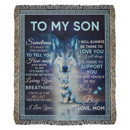 To My Son Blanket - Gift From Mom - Heirloom Woven Blanket