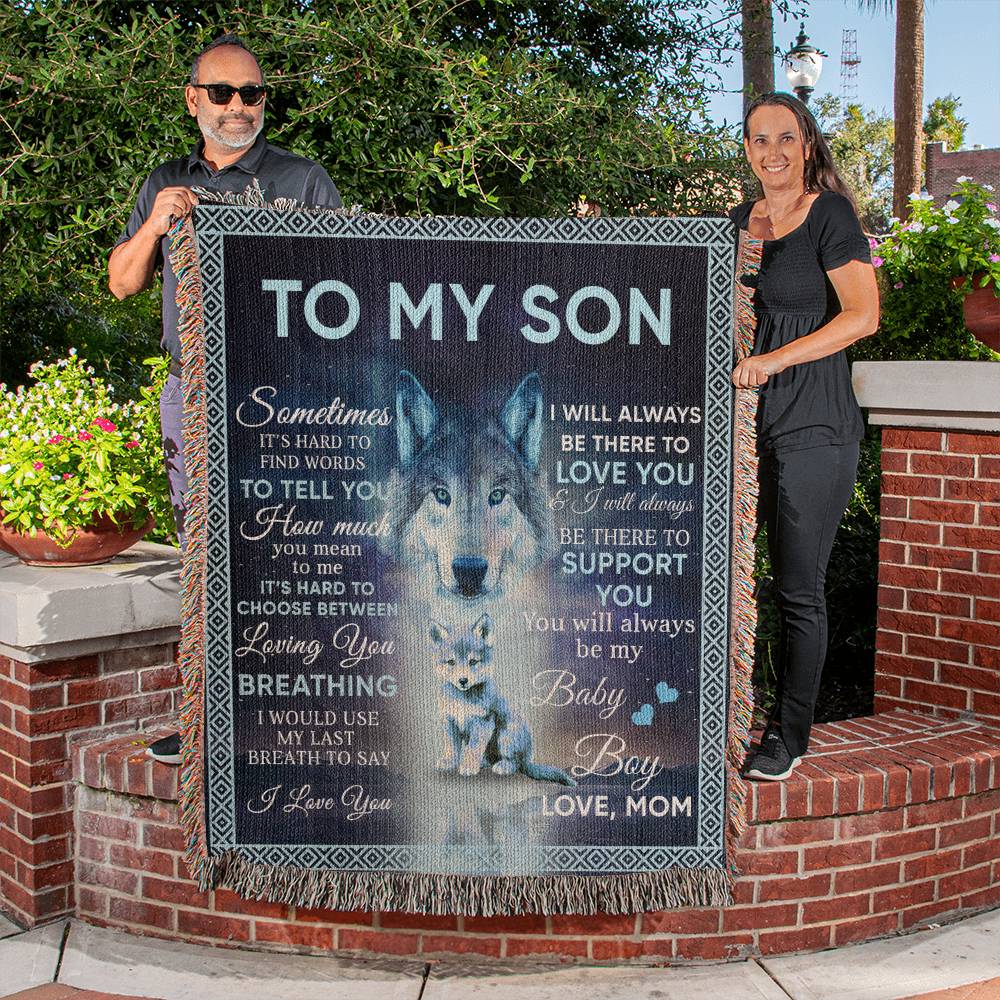 To My Son Blanket - Gift From Mom - Heirloom Woven Blanket